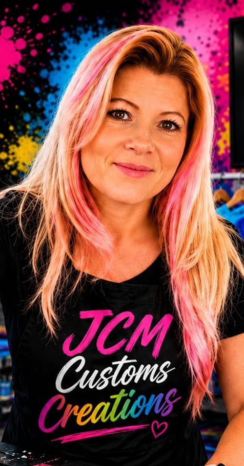 Ilse, owner of JCM Customs Creations, at work in her studio
